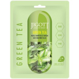 Jigott Green tea real ampoule mask, 27мл
